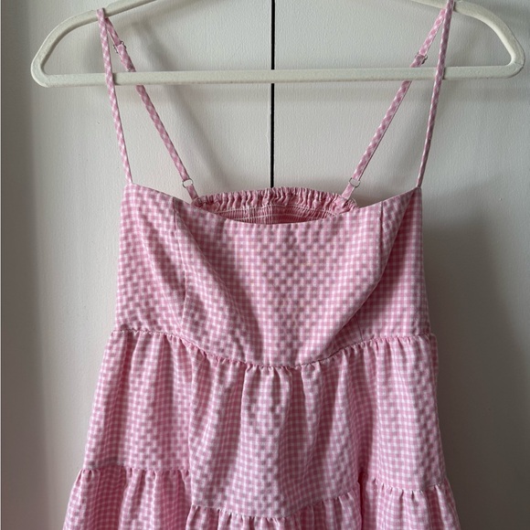 Kimchi Blue Zosia Tiered Babydoll Dress Coquette Pink Gingham Mini Dress Small - Picture 4 of 6